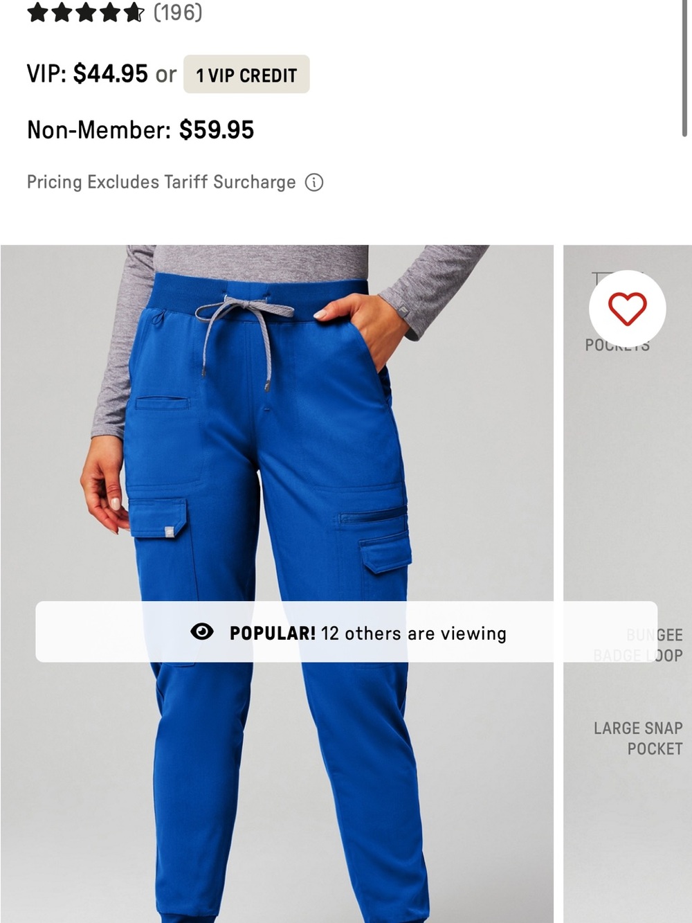 Fabletics evoke cargo scrub jogger women’s - Royal Blue size M